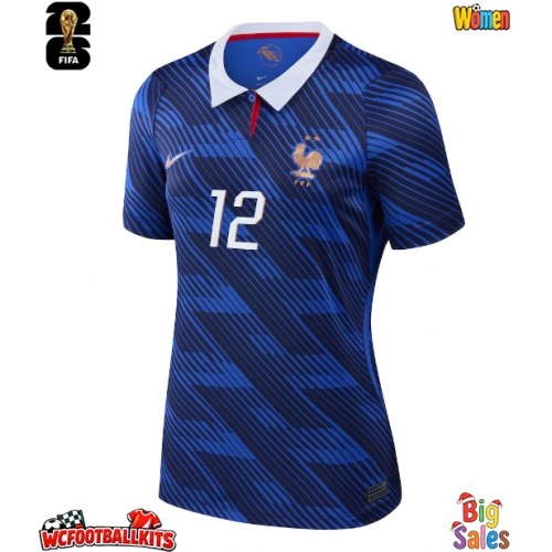 France Bradley Barcola #12 Replica Home Stadium Shirt for Women World Cup 2026 Short Sleeve
